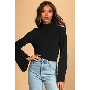 ✨Lulus Baby Got Backless Black Mock Neck Tie-Back Sz Medium Sweater✨